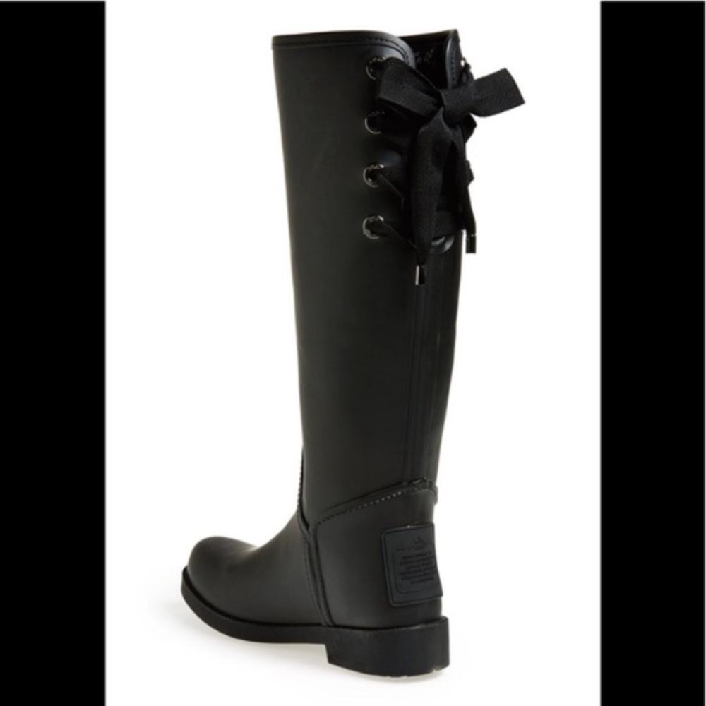 Coach Tristee Matte Black Rubber Rain Boots Size 8 - Picture 4 of 16